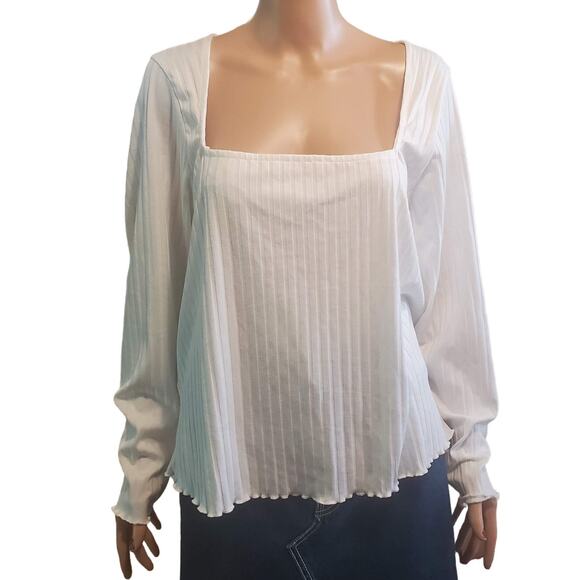 NEW TORRID 3X (RUNS SMALL like 1X) Long Sleeve Crop Top Ribbed Square Neck Tee - Picture 2 of 9